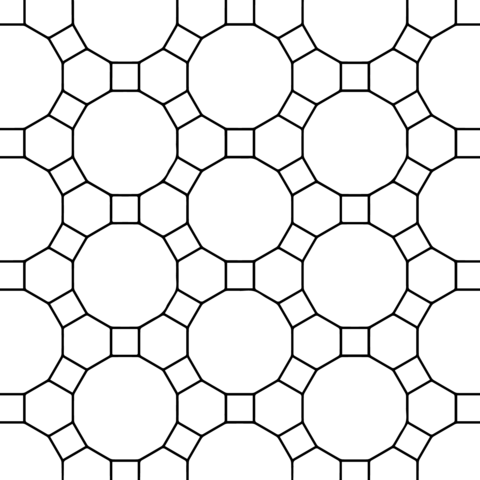 Tessellation With Hexagon, Dodecagon And Square  Coloring Page